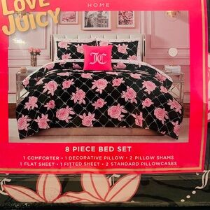 New Juicy Couture Pink Rose Comforter Set